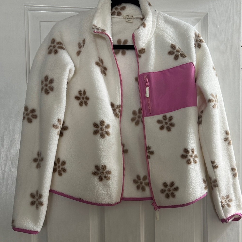 Crewcuts White Fleece with Brown Floral Design